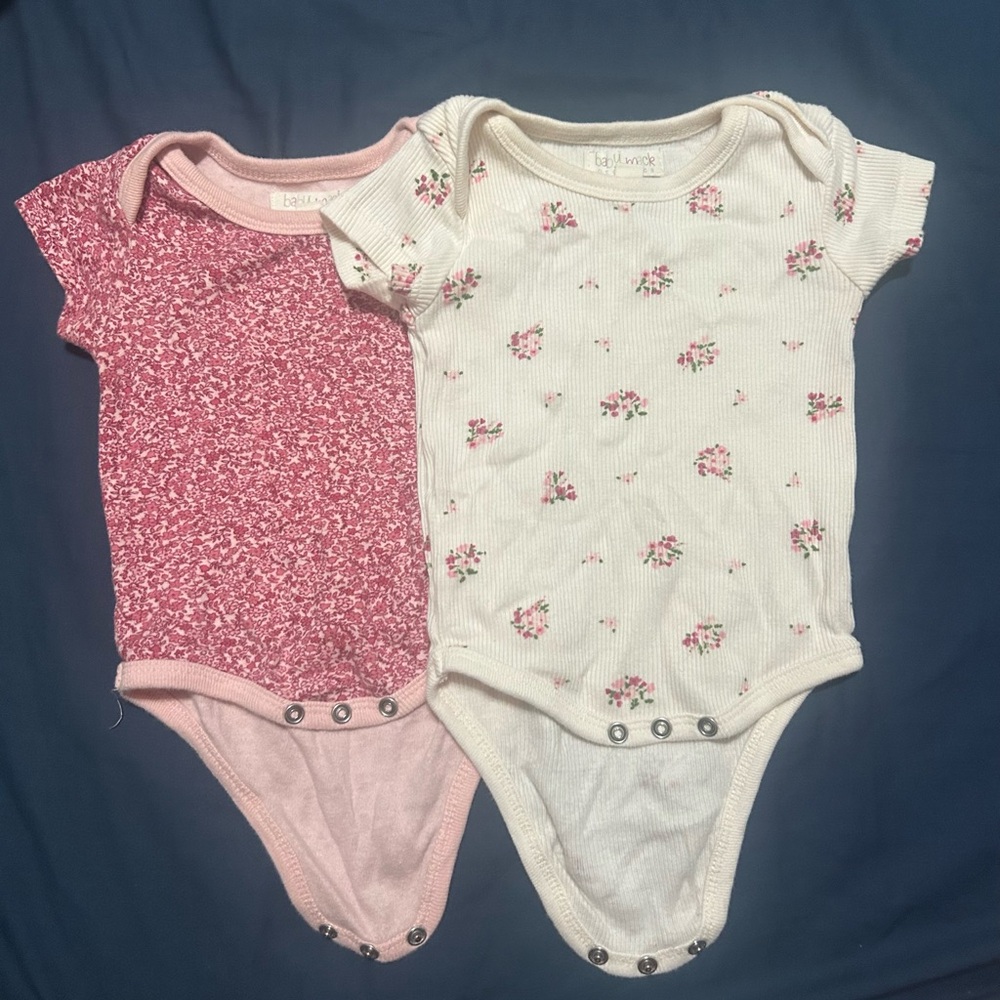 Baby Bodysuit Set - Pink and Cream Floral